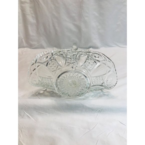 Vintage L.E. Smith crystal basket with applied solid glass handle. - Picture 5 of 11